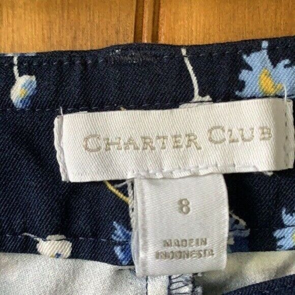 Charter Club Cute Newport Slim Crop Floral Print Pants | Size 8 - Picture 8 of 10